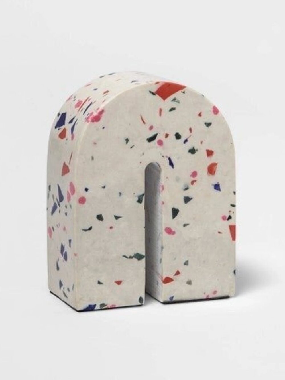 Modern Terrazzo Arch Bookend Heavy Decorative Stone Shelf Decor Minimalist